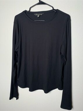 Black Ribbed Long-Sleeve Crew Tee